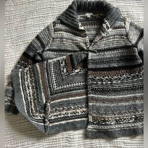 J. Jill Women’s Gray & Brown Wool Blend Open Front Cardigan Sweater Size XS
